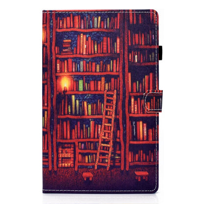 For Samsung Galaxy Tab A11 / A9 Colored Drawing Stitching Horizontal Flip Tablet Leather Case(Bookshelf) by bashfashion