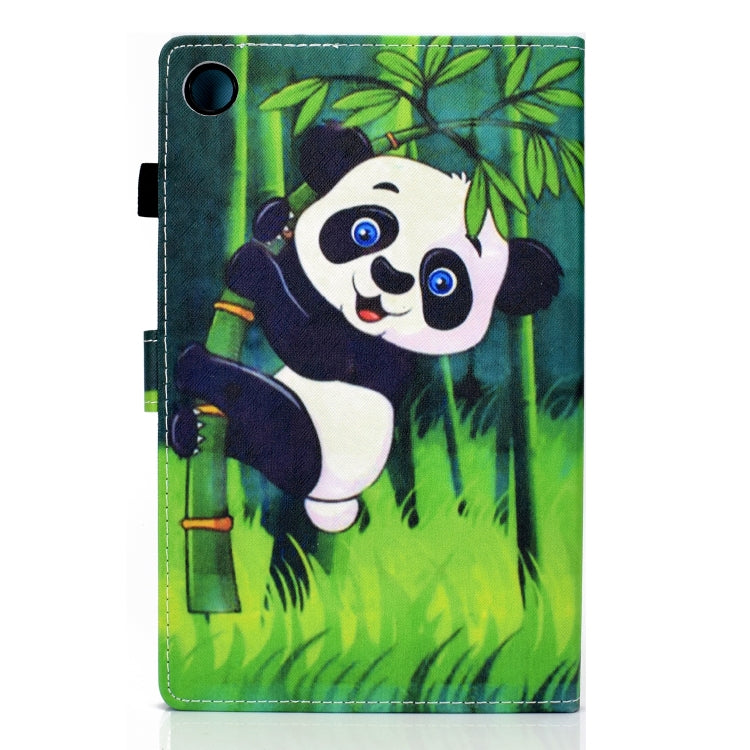 For Samsung Galaxy Tab A11 / A9 Colored Drawing Stitching Horizontal Flip Tablet Leather Case(Panda) by bashfashion