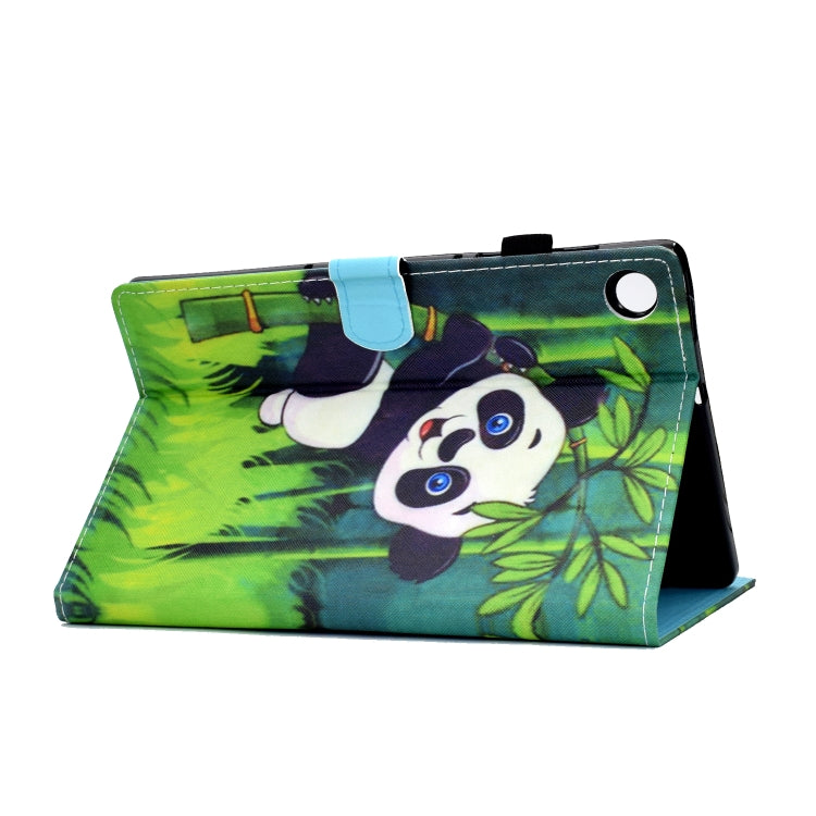 For Samsung Galaxy Tab A11 / A9 Colored Drawing Stitching Horizontal Flip Tablet Leather Case(Panda) by bashfashion