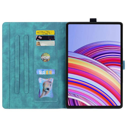 For Xiaomi Redmi Pad 2 Cartoon Sakura Cat Embossed Leather Tablet Case(Green) by bashfashion