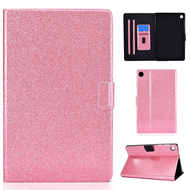 For Samsung Galaxy Tab A11 / A9 Glitter Powder Leather Tablet Case(Pink) by bashfashion