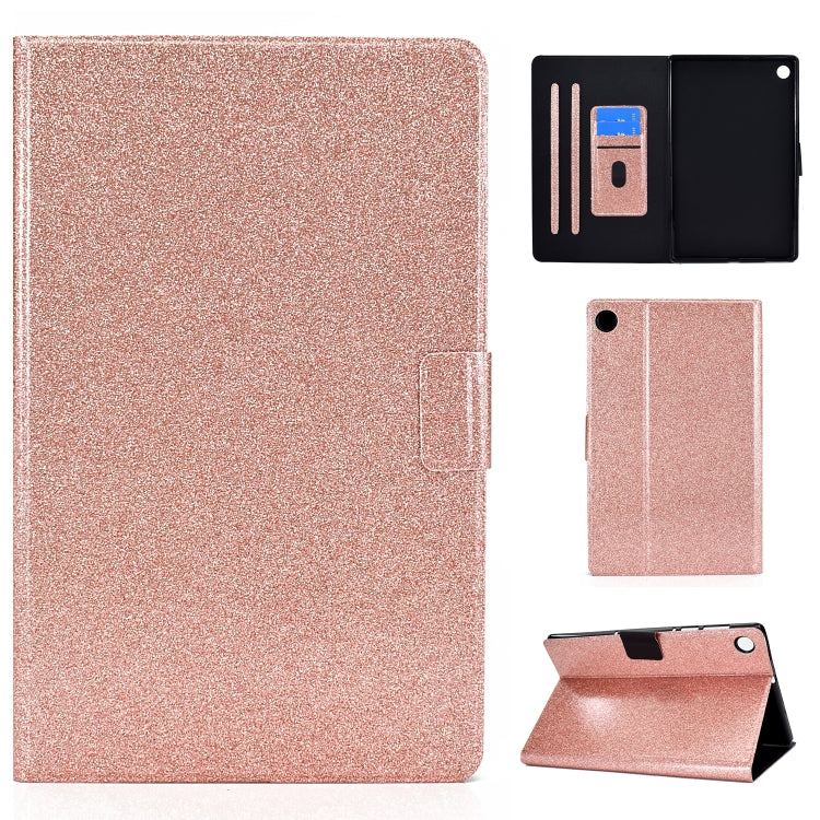 For Samsung Galaxy Tab A11 / A9 Glitter Powder Leather Tablet Case(Rose Gold) by bashfashion