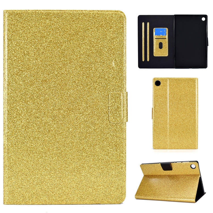 For Samsung Galaxy Tab A11 / A9 Glitter Powder Leather Tablet Case(Gold) by bashfashion