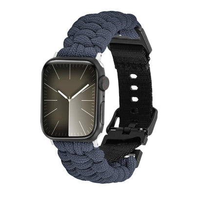 For Apple Watch SE 2023 40mm Paracord Plain Braided Webbing Buckle Watch Band(Grey) by bashfashion