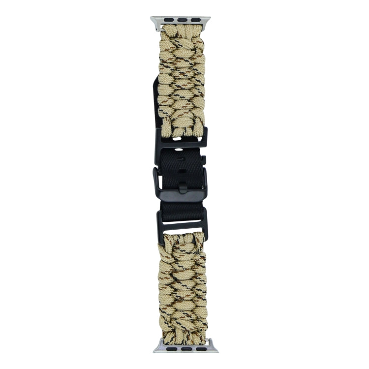 For Apple Watch SE 2023 40mm Paracord Plain Braided Webbing Buckle Watch Band(Khaki Camouflage) by bashfashion