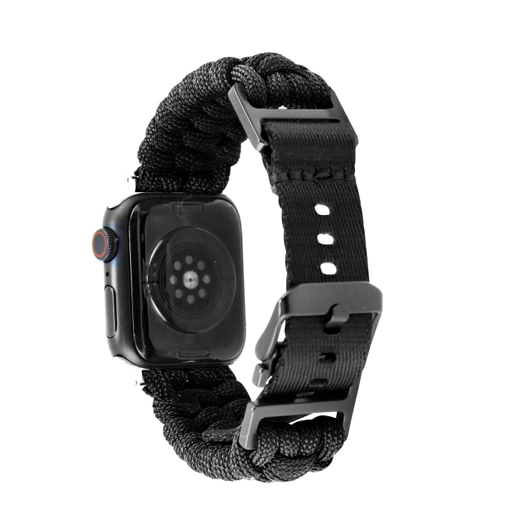 For Apple Watch Ultra 2 49mm Paracord Plain Braided Webbing Buckle Watch Band(Black) by bashfashion