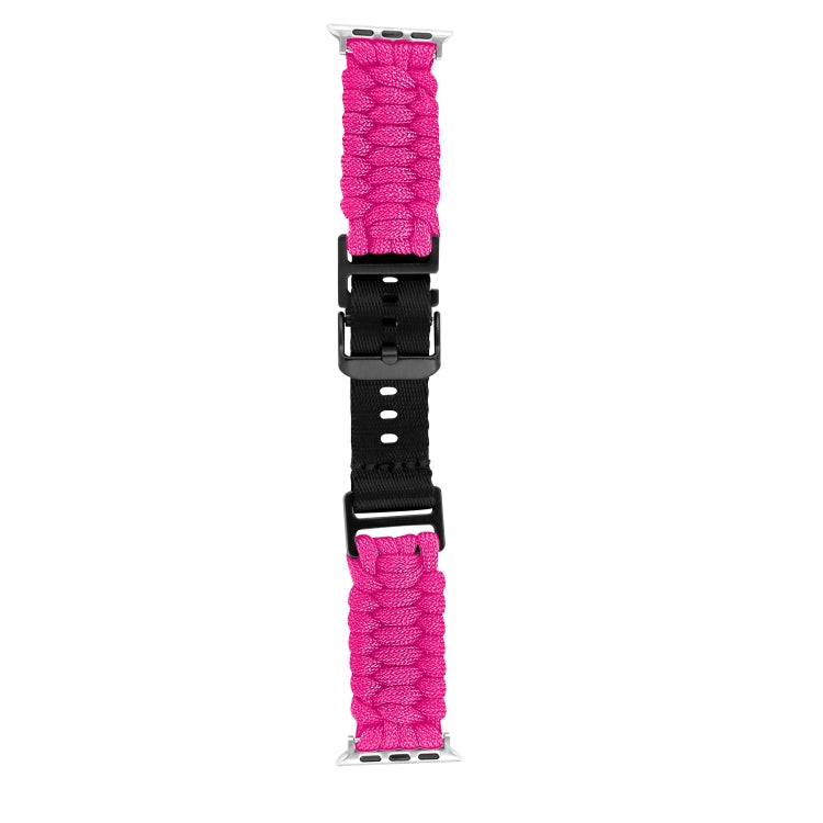 For Apple Watch Ultra 2 49mm Paracord Plain Braided Webbing Buckle Watch Band(Rose Red) by bashfashion
