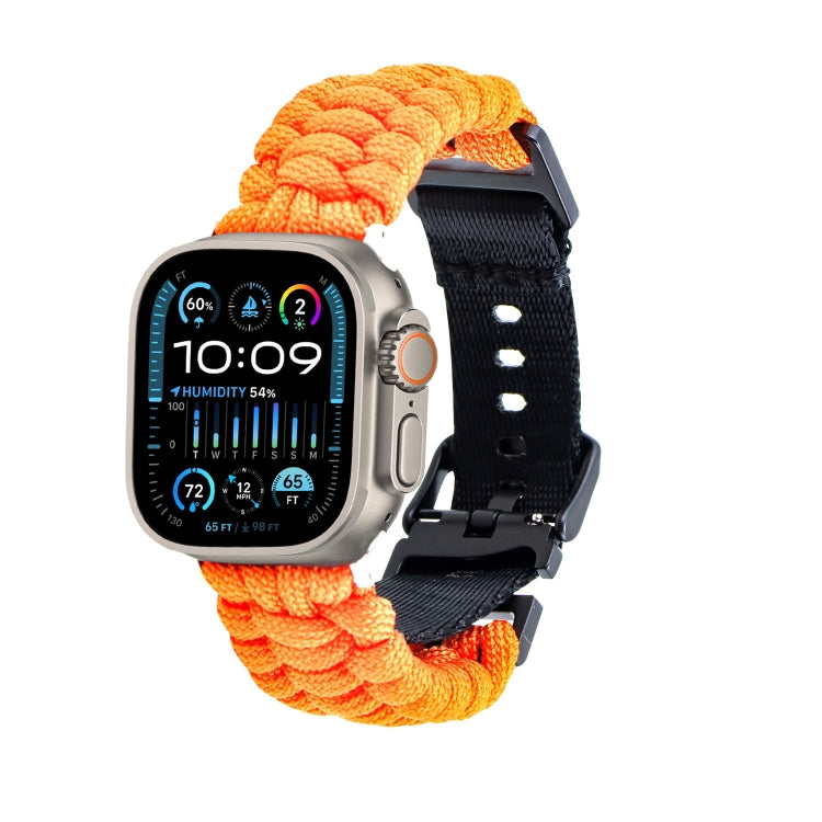 For Apple Watch Ultra 2 49mm Paracord Plain Braided Webbing Buckle Watch Band(Orange) by bashfashion