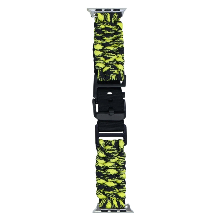 For Apple Watch Ultra 2 49mm Paracord Plain Braided Webbing Buckle Watch Band(Black Yellow) by bashfashion