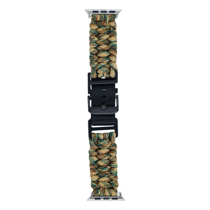 For Apple Watch Ultra 2 49mm Paracord Plain Braided Webbing Buckle Watch Band(Army Green Camouflage) by bashfashion