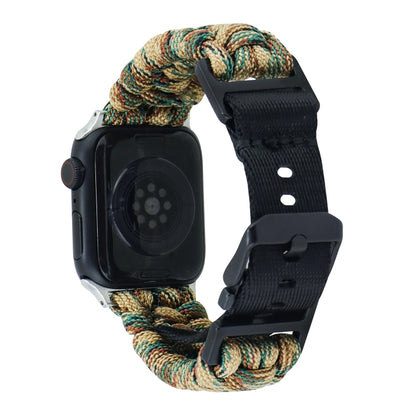 For Apple Watch Ultra 2 49mm Paracord Plain Braided Webbing Buckle Watch Band(Army Green Camouflage) by bashfashion