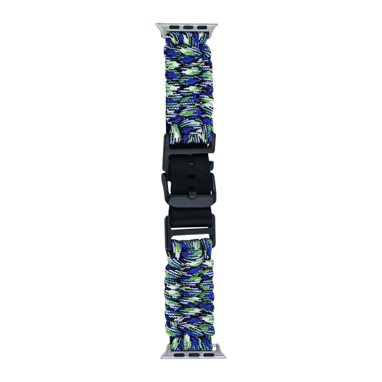 For Apple Watch Ultra 2 49mm Paracord Plain Braided Webbing Buckle Watch Band(Blue Green) by bashfashion