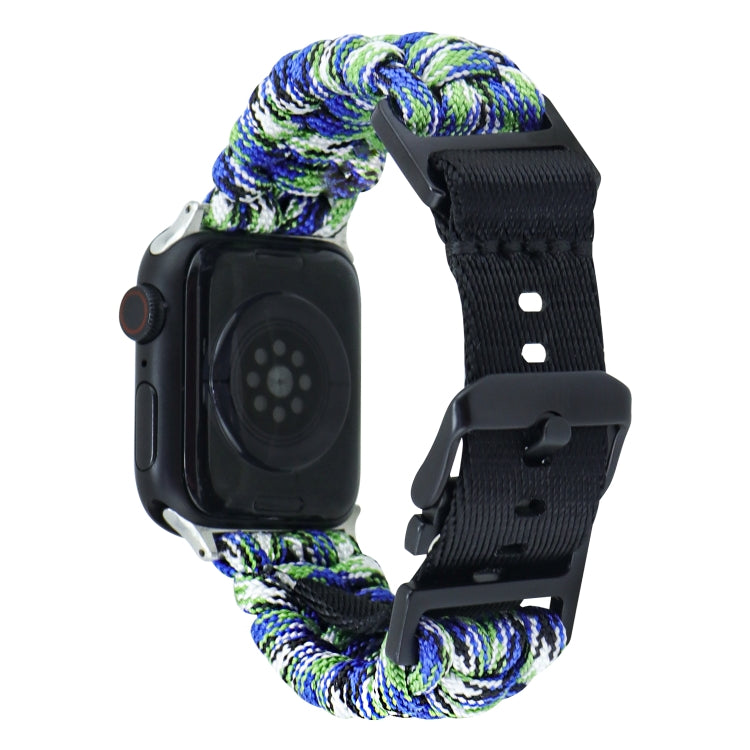 For Apple Watch Ultra 2 49mm Paracord Plain Braided Webbing Buckle Watch Band(Blue Green) by bashfashion