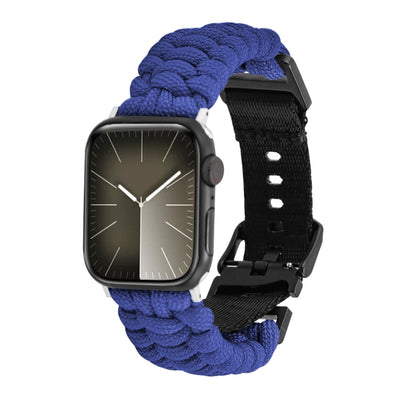 For Apple Watch Series 9 45mm Paracord Plain Braided Webbing Buckle Watch Band(Blue) by bashfashion