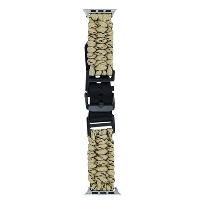 For Apple Watch Series 9 45mm Paracord Plain Braided Webbing Buckle Watch Band(Khaki Camouflage) by bashfashion