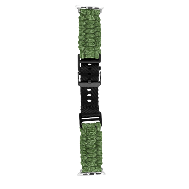 For Apple Watch Series 9 41mm Paracord Plain Braided Webbing Buckle Watch Band(Army Green) by bashfashion