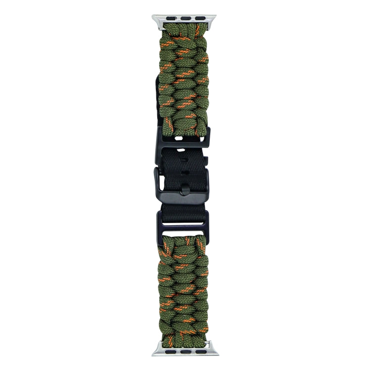 For Apple Watch Series 9 41mm Paracord Plain Braided Webbing Buckle Watch Band(Army Green Orange) by bashfashion