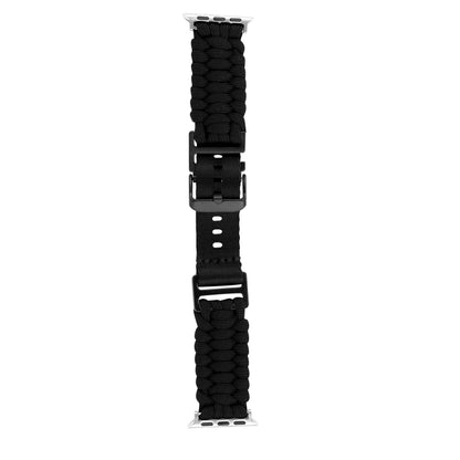 For Apple Watch Ultra 49mm Paracord Plain Braided Webbing Buckle Watch Band(Black) by bashfashion