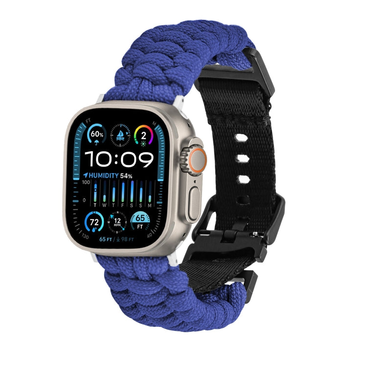 For Apple Watch Ultra 49mm Paracord Plain Braided Webbing Buckle Watch Band(Blue) by bashfashion
