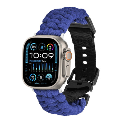 For Apple Watch Ultra 49mm Paracord Plain Braided Webbing Buckle Watch Band(Blue) by bashfashion