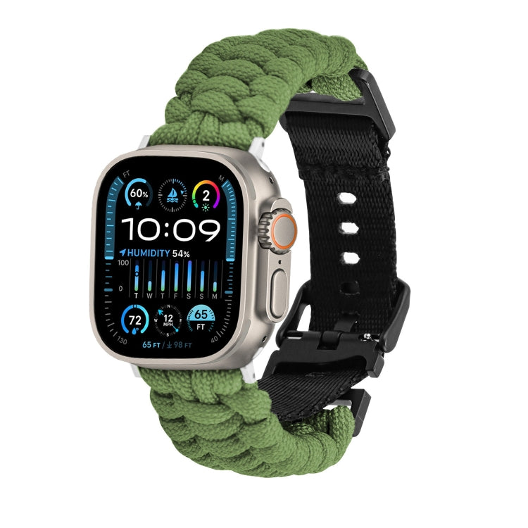 For Apple Watch Ultra 49mm Paracord Plain Braided Webbing Buckle Watch Band(Army Green) by bashfashion