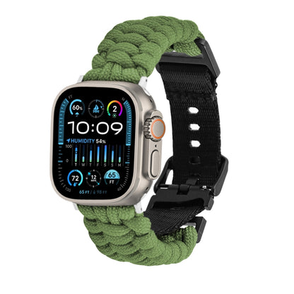 For Apple Watch Ultra 49mm Paracord Plain Braided Webbing Buckle Watch Band(Army Green) by bashfashion