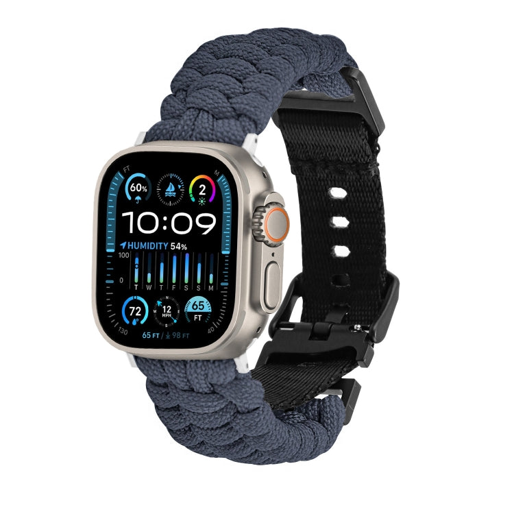 For Apple Watch Ultra 49mm Paracord Plain Braided Webbing Buckle Watch Band(Grey) by bashfashion