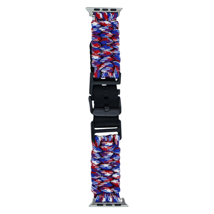 For Apple Watch Ultra 49mm Paracord Plain Braided Webbing Buckle Watch Band(Red White Blue) by bashfashion