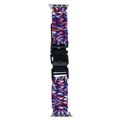 For Apple Watch Ultra 49mm Paracord Plain Braided Webbing Buckle Watch Band(Red White Blue) by bashfashion