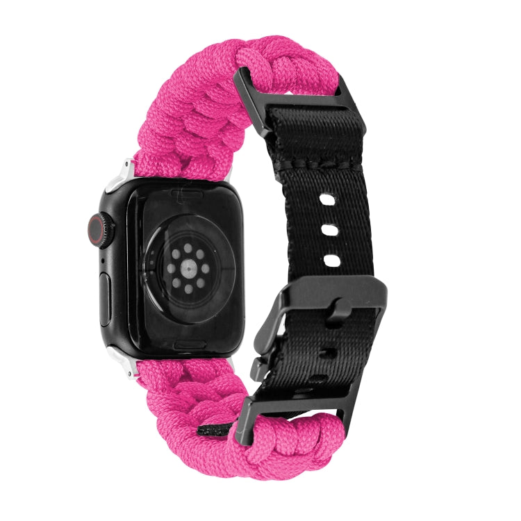For Apple Watch Series 8 41mm Paracord Plain Braided Webbing Buckle Watch Band(Rose Red) by bashfashion