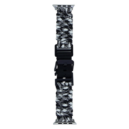 For Apple Watch Series 8 41mm Paracord Plain Braided Webbing Buckle Watch Band(Black White) by bashfashion