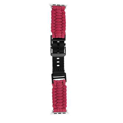 For Apple Watch Series 8 45mm Paracord Plain Braided Webbing Buckle Watch Band(Red) by bashfashion