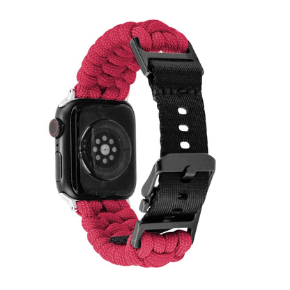 For Apple Watch Series 8 45mm Paracord Plain Braided Webbing Buckle Watch Band(Red) by bashfashion