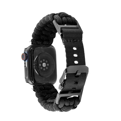 For Apple Watch SE 2022 40mm Paracord Plain Braided Webbing Buckle Watch Band(Black) by bashfashion