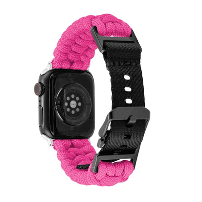 For Apple Watch Series 7 41mm Paracord Plain Braided Webbing Buckle Watch Band(Rose Red) by bashfashion