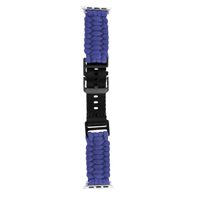 For Apple Watch Series 7 45mm Paracord Plain Braided Webbing Buckle Watch Band(Blue) by bashfashion