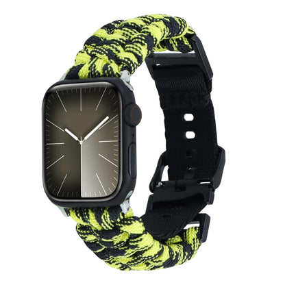 For Apple Watch SE 40mm Paracord Plain Braided Webbing Buckle Watch Band(Black Yellow) by bashfashion