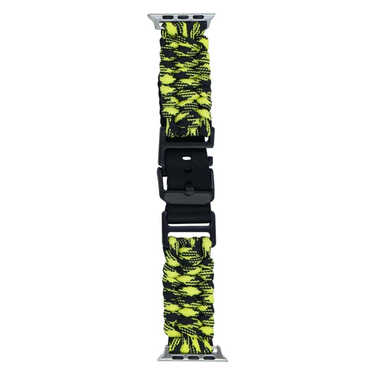 For Apple Watch SE 40mm Paracord Plain Braided Webbing Buckle Watch Band(Black Yellow) by bashfashion