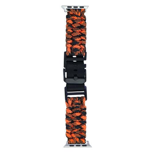 For Apple Watch SE 44mm Paracord Plain Braided Webbing Buckle Watch Band(Black Orange) by bashfashion
