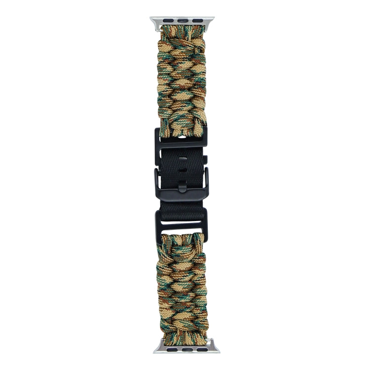 For Apple Watch Series 6 40mm Paracord Plain Braided Webbing Buckle Watch Band(Army Green Camouflage) by bashfashion