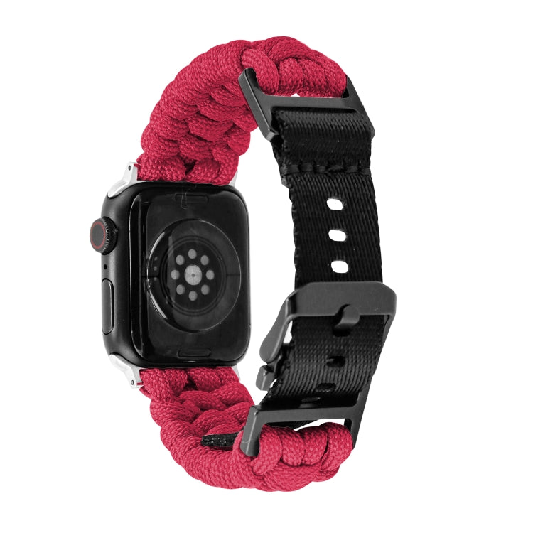 For Apple Watch Series 6 44mm Paracord Plain Braided Webbing Buckle Watch Band(Red) by bashfashion