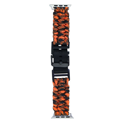 For Apple Watch Series 6 44mm Paracord Plain Braided Webbing Buckle Watch Band(Black Orange) by bashfashion
