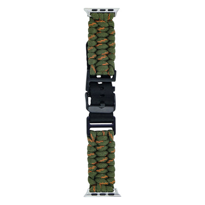 For Apple Watch Series 6 44mm Paracord Plain Braided Webbing Buckle Watch Band(Army Green Orange) by bashfashion