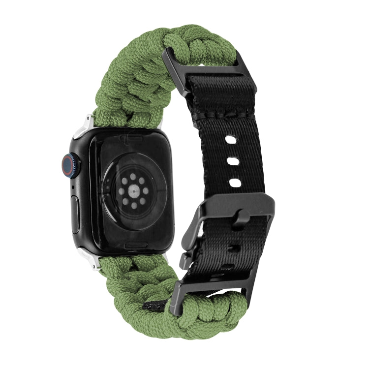 For Apple Watch Series 5 44mm Paracord Plain Braided Webbing Buckle Watch Band(Army Green) by bashfashion
