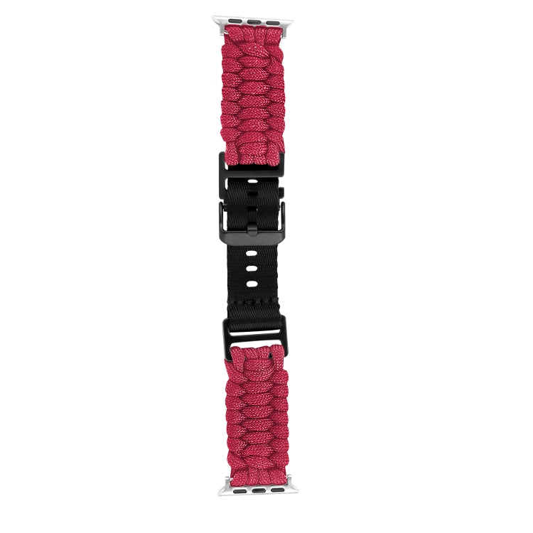 For Apple Watch Series 4 44mm Paracord Plain Braided Webbing Buckle Watch Band(Red) by bashfashion