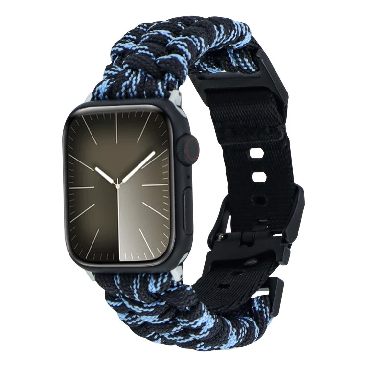 For Apple Watch Series 4 40mm Paracord Plain Braided Webbing Buckle Watch Band(Black Blue) by bashfashion