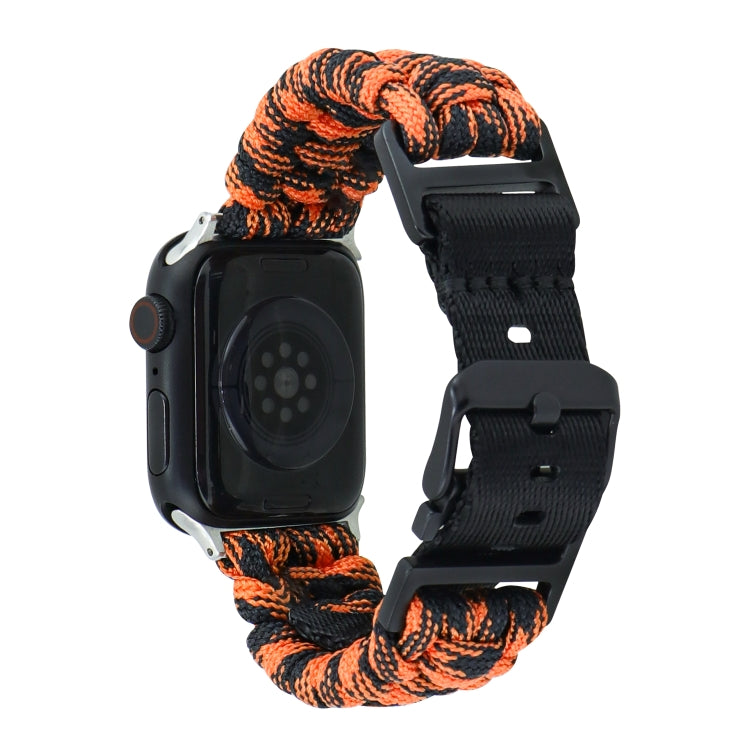 For Apple Watch Series 4 40mm Paracord Plain Braided Webbing Buckle Watch Band(Black Orange) by bashfashion