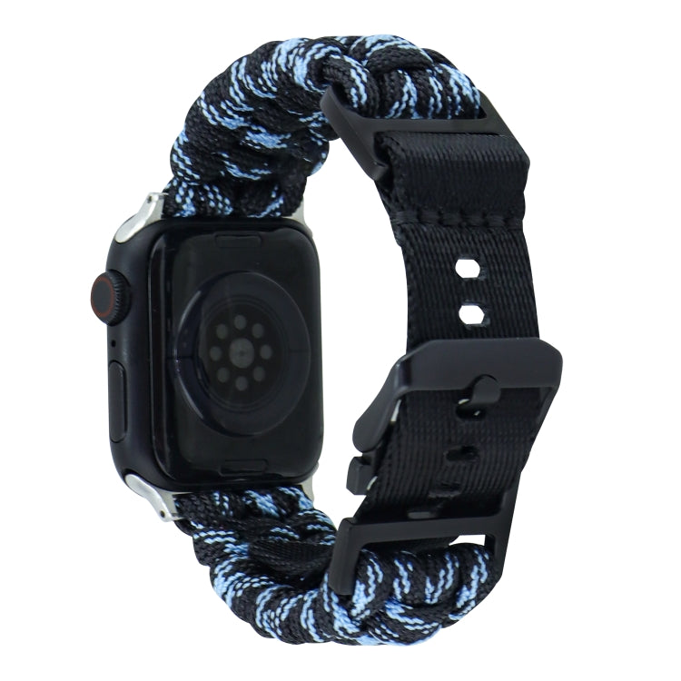 For Apple Watch Series 3 38mm Paracord Plain Braided Webbing Buckle Watch Band(Black Blue) by bashfashion