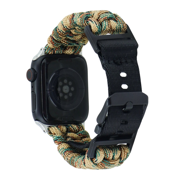 For Apple Watch Series 2 42mm Paracord Plain Braided Webbing Buckle Watch Band(Army Green Camouflage) by bashfashion