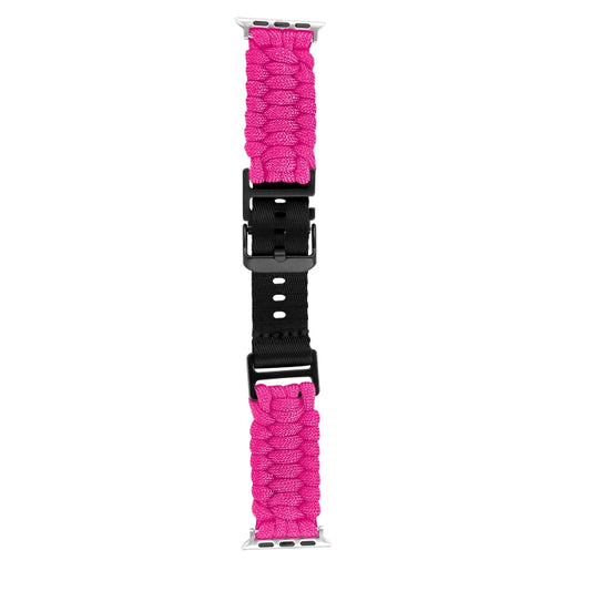 For Apple Watch 42mm Paracord Plain Braided Webbing Buckle Watch Band(Rose Red) by bashfashion